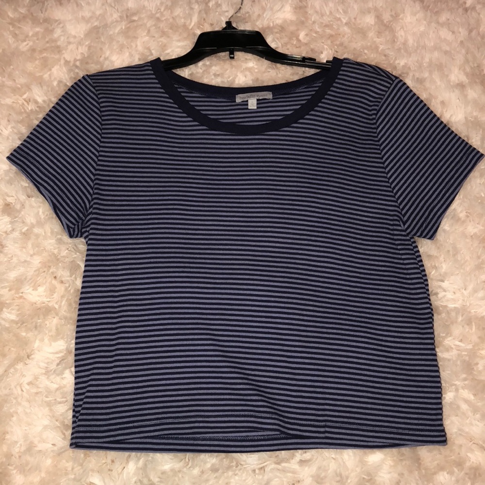 Blue Striped Crop Top